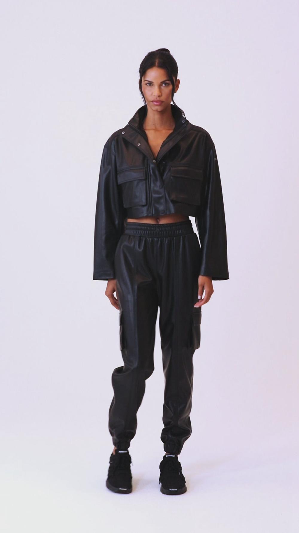 Chaquetas Alo Yoga Faux Leather Power Hour Mujer Negras | Colombia  BPYS-35081