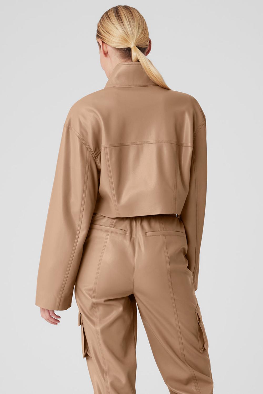 Chaquetas Alo Yoga Faux Leather Power Hour Mujer Toasted Almond | Colombia  AGLH-95817