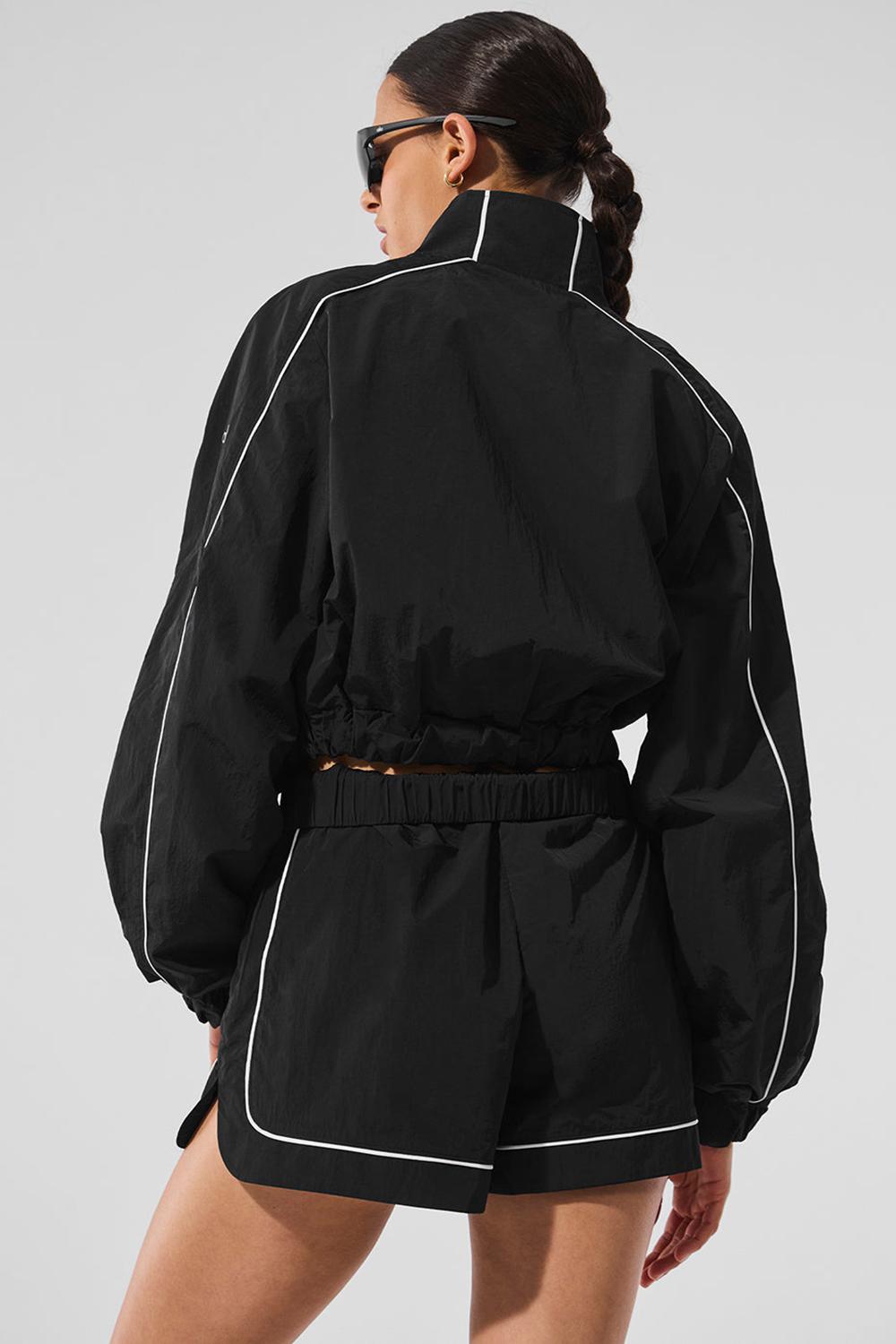 Chaquetas Alo Yoga Motivate Full-Zip Track Mujer Negras Blancas | Colombia  SHKY-74026