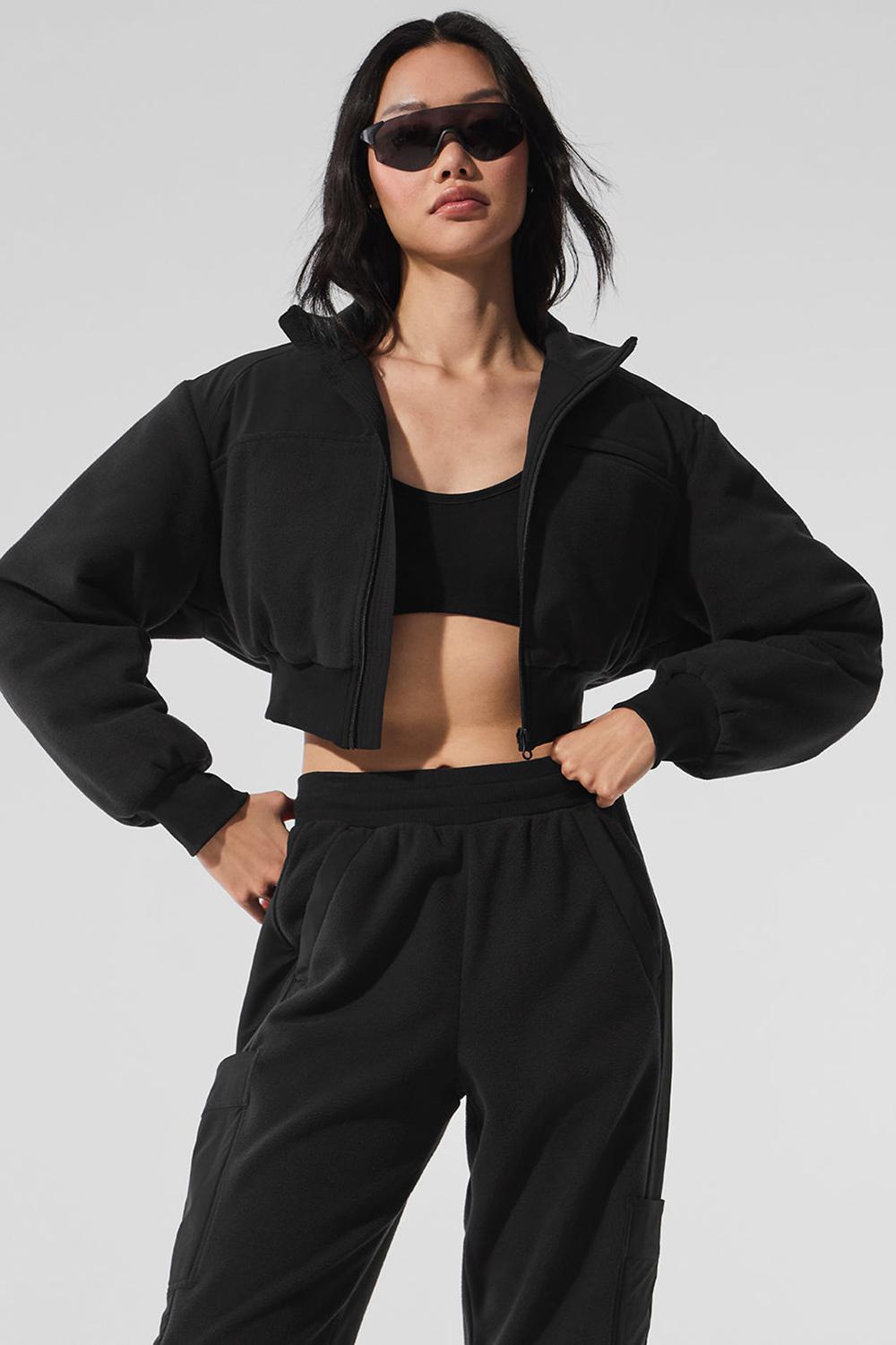 Chaquetas Alo Yoga Polar Fleece Cropped Wintry Mix Mujer Negras | Colombia  HINX-54813