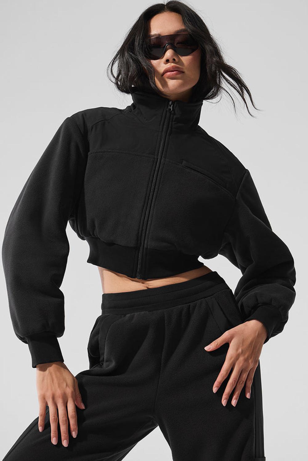 Chaquetas Alo Yoga Polar Fleece Cropped Wintry Mix Mujer Negras | Colombia  HINX-54813