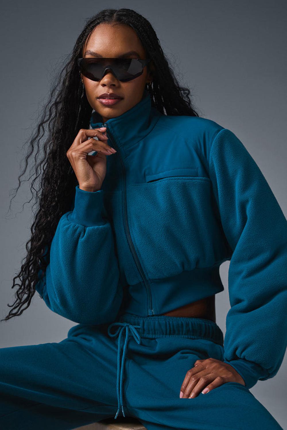 Chaquetas Alo Yoga Polar Fleece Cropped Wintry Mix Mujer Azules | Colombia  SGJV-05289
