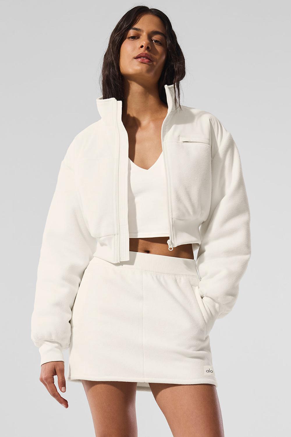 Chaquetas Alo Yoga Polar Fleece Cropped Wintry Mix Mujer Ivory | Colombia  BAGK-19025