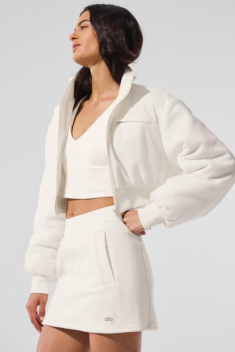 Chaquetas Alo Yoga Polar Fleece Cropped Wintry Mix Mujer Ivory | Colombia  BAGK-19025