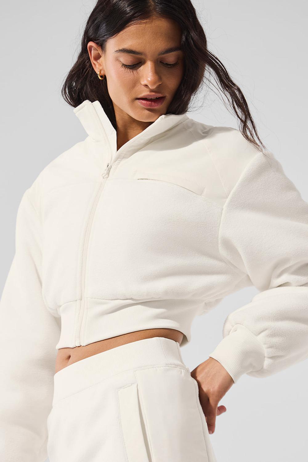 Chaquetas Alo Yoga Polar Fleece Cropped Wintry Mix Mujer Ivory | Colombia  BAGK-19025