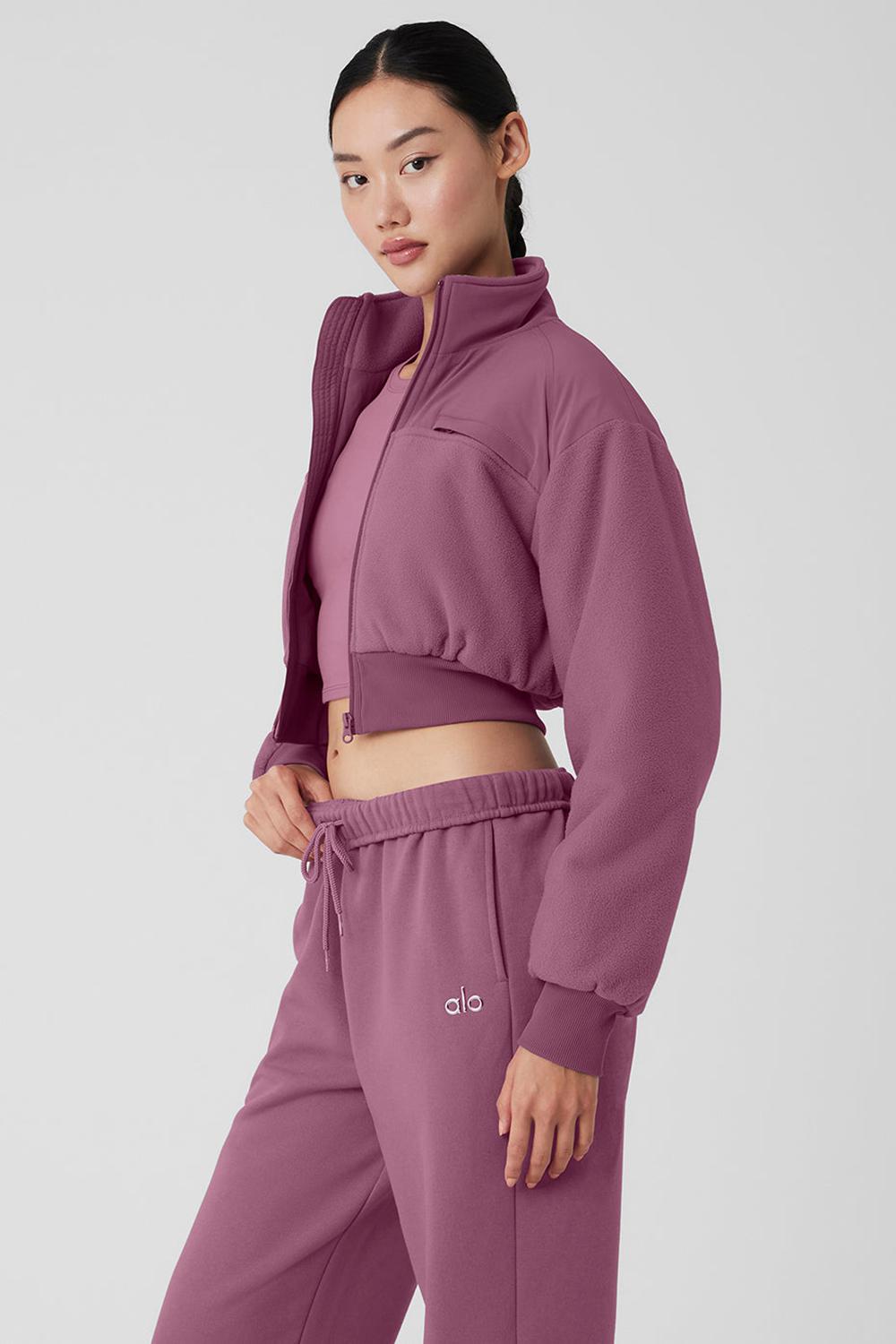 Chaquetas Alo Yoga Polar Fleece Cropped Wintry Mix Mujer Soft Mulberry | Colombia  TBVS-31769
