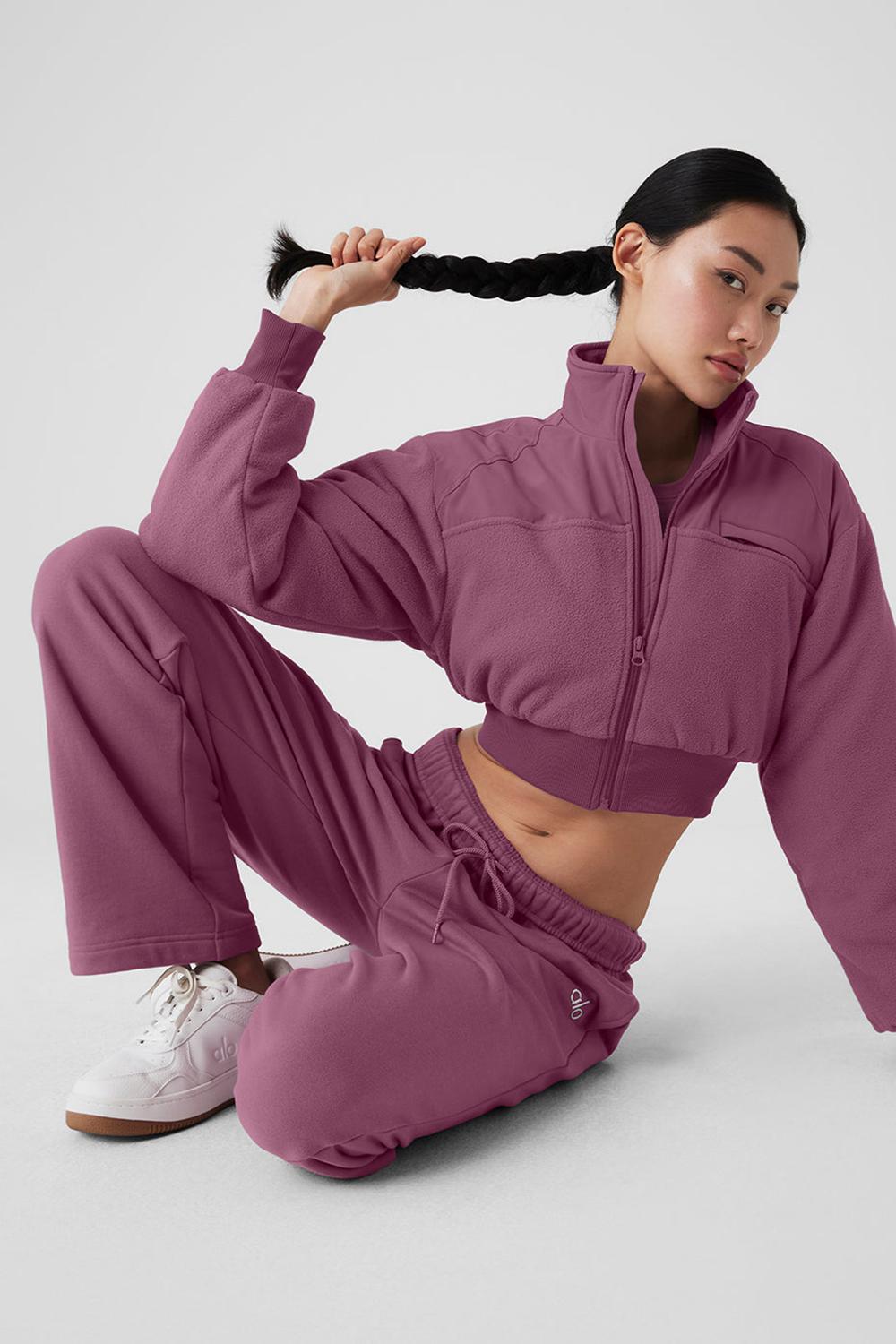 Chaquetas Alo Yoga Polar Fleece Cropped Wintry Mix Mujer Soft Mulberry | Colombia  TBVS-31769