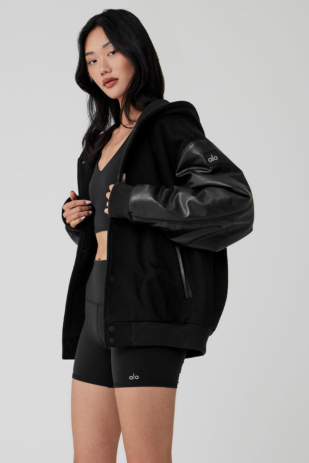 Chaquetas Alo Yoga Select Hooded Bomber Mujer Negras | Colombia  ERNB-97134
