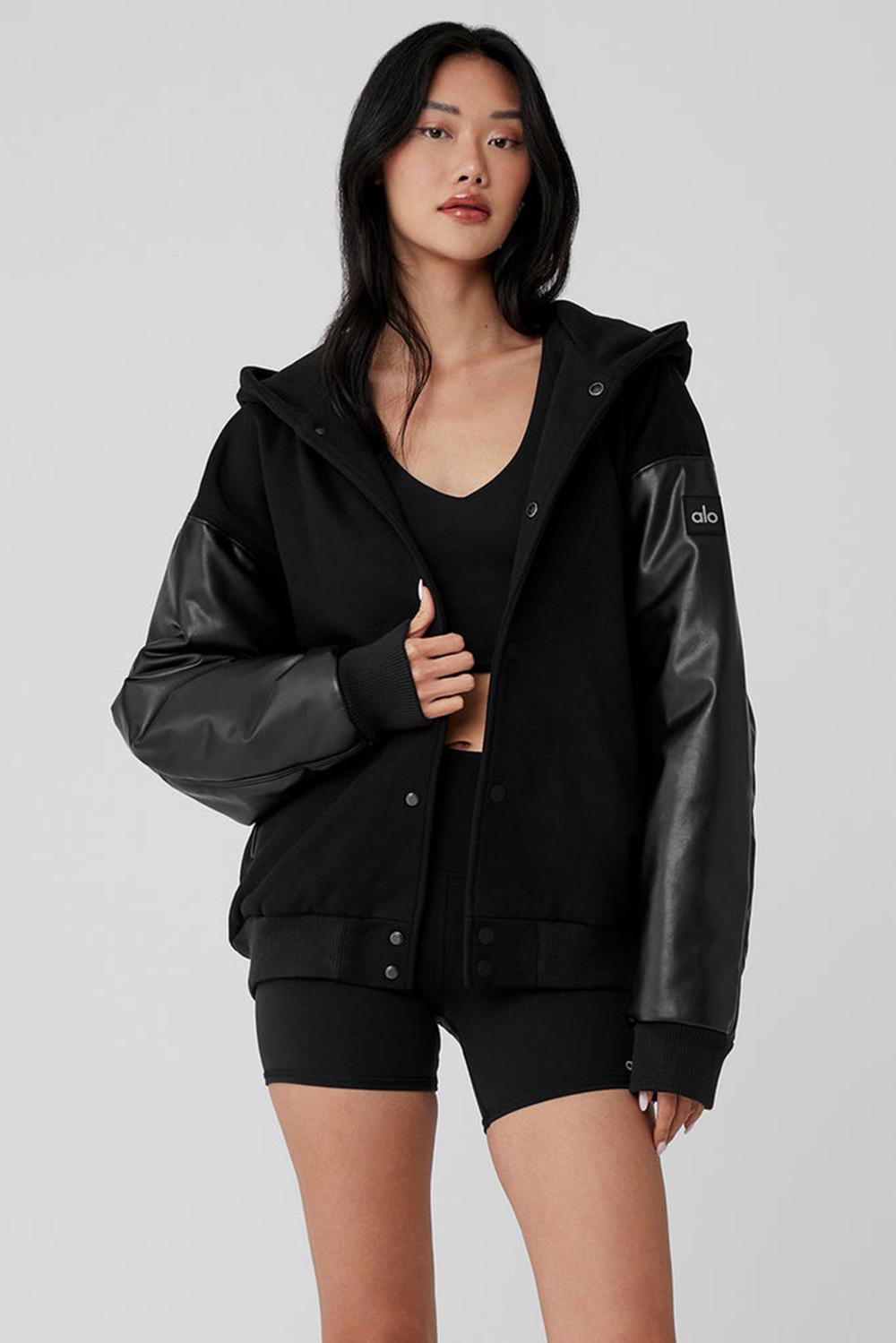 Chaquetas Alo Yoga Select Hooded Bomber Mujer Negras | Colombia  ERNB-97134