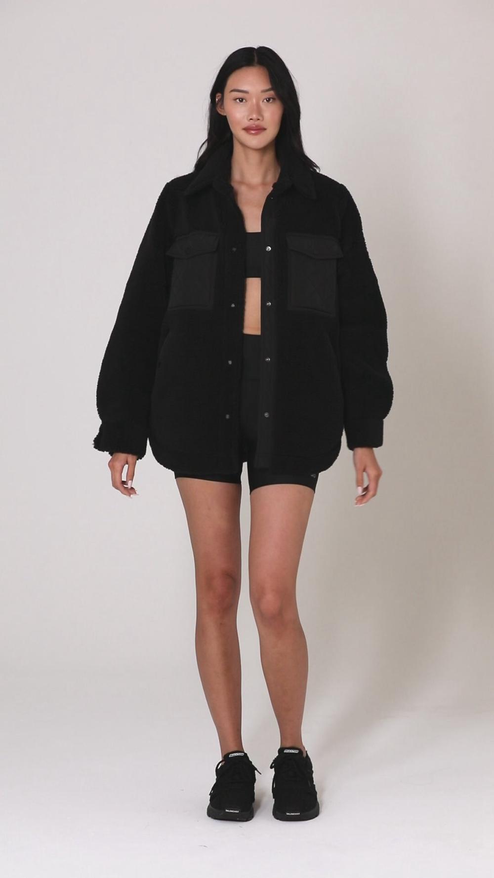 Chaquetas Alo Yoga Sherpa Edge Shacket Mujer Negras | Colombia  SAFU-84605