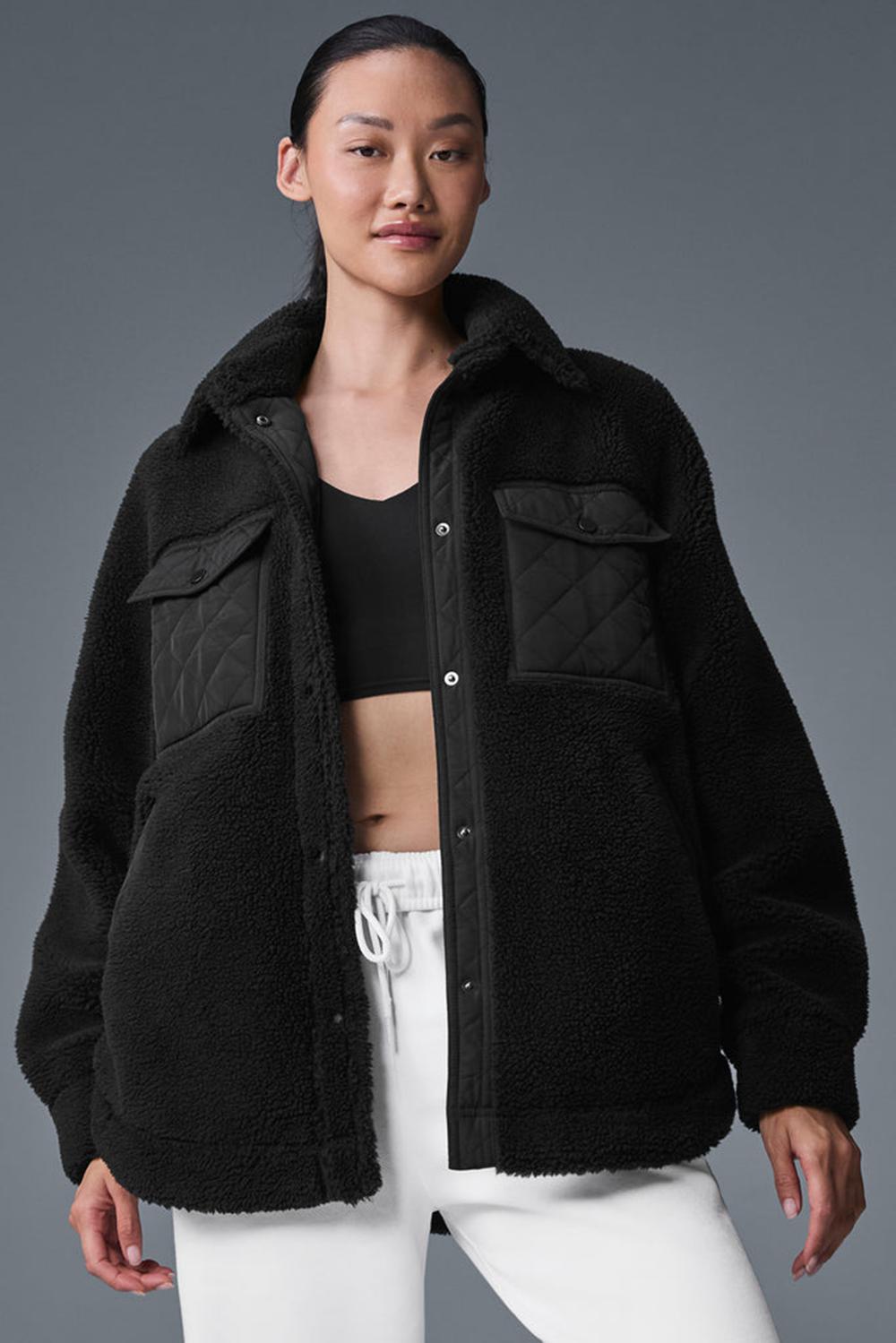Chaquetas Alo Yoga Sherpa Edge Shacket Mujer Negras | Colombia  SAFU-84605