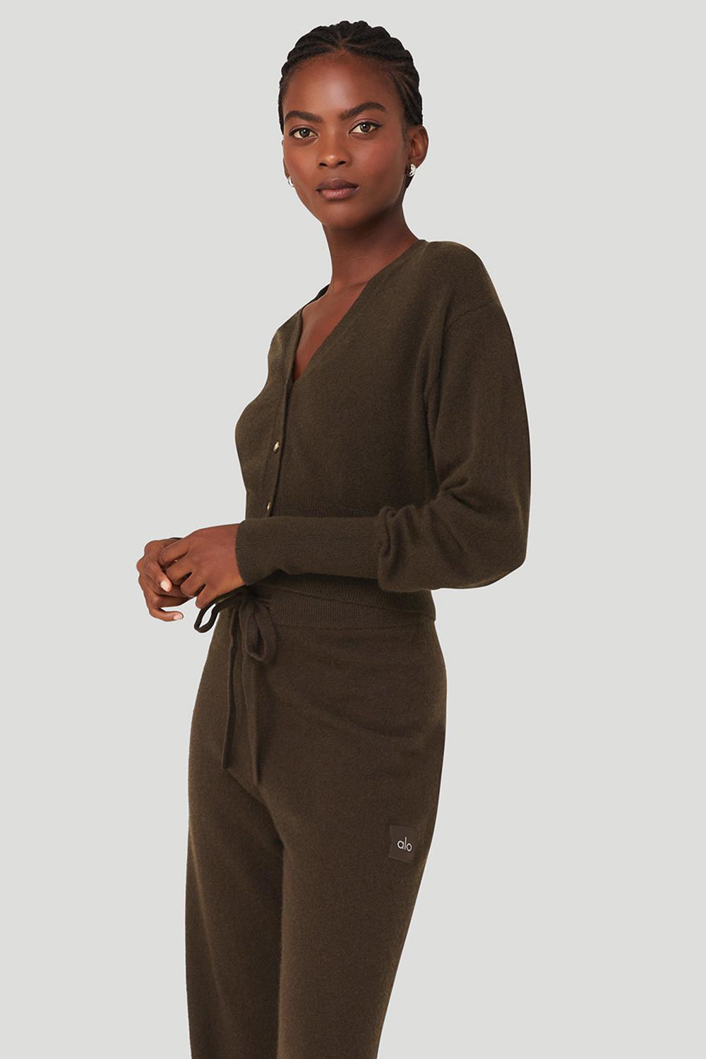 Cárdigan Alo Yoga Cashmere Jet Set Mujer Espresso | Colombia  IHGT-21038