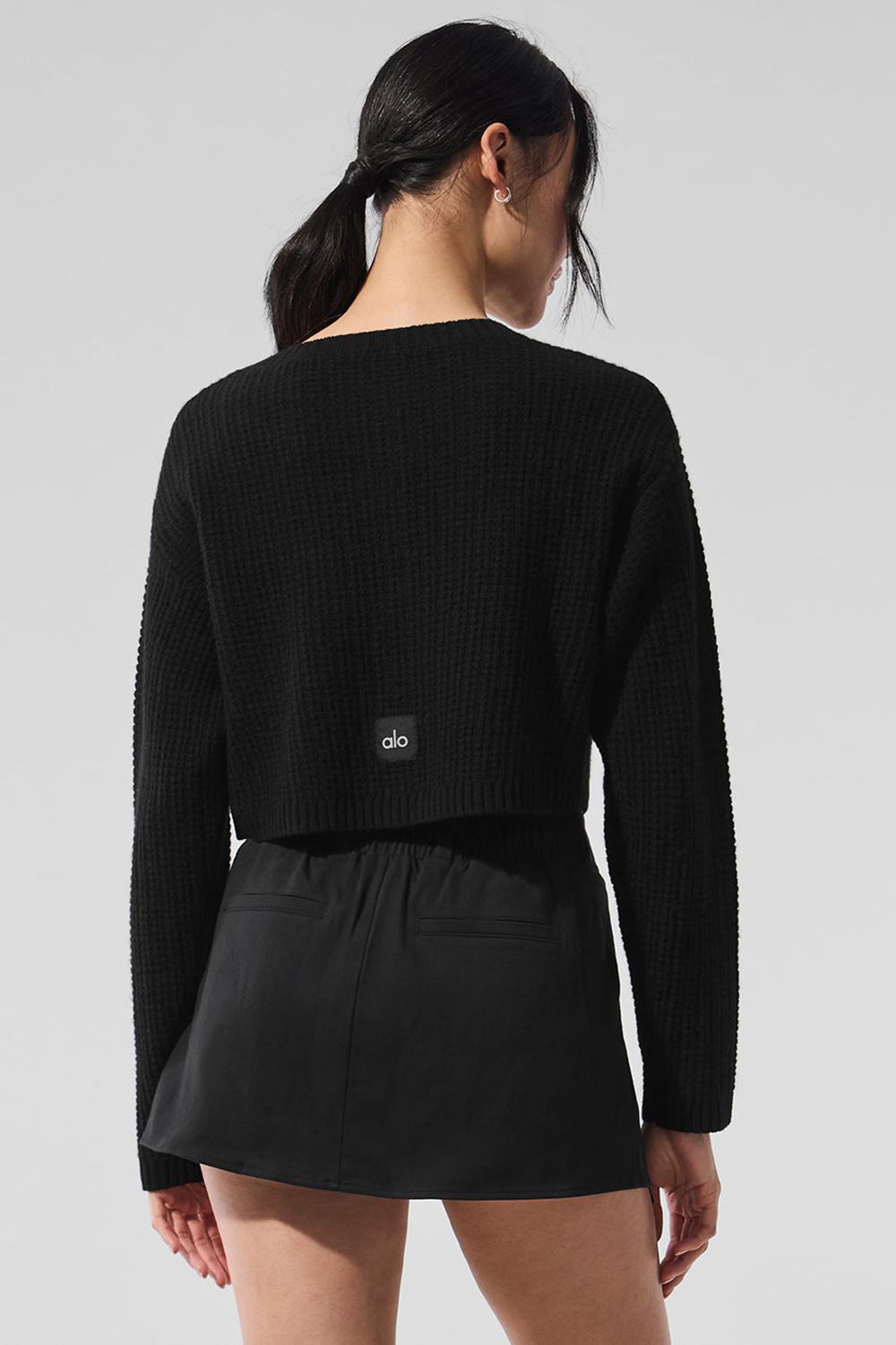 Cárdigan Alo Yoga Cashmere Plush Waffle Mujer Negras | Colombia  LJHV-98152