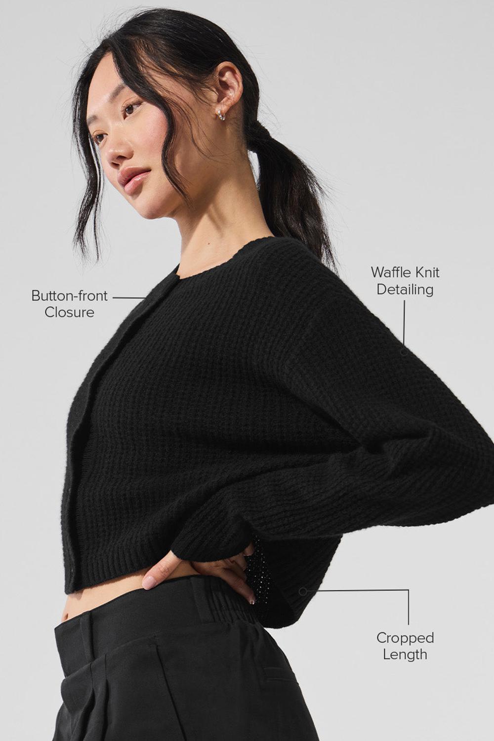 Cárdigan Alo Yoga Cashmere Plush Waffle Mujer Negras | Colombia  LJHV-98152