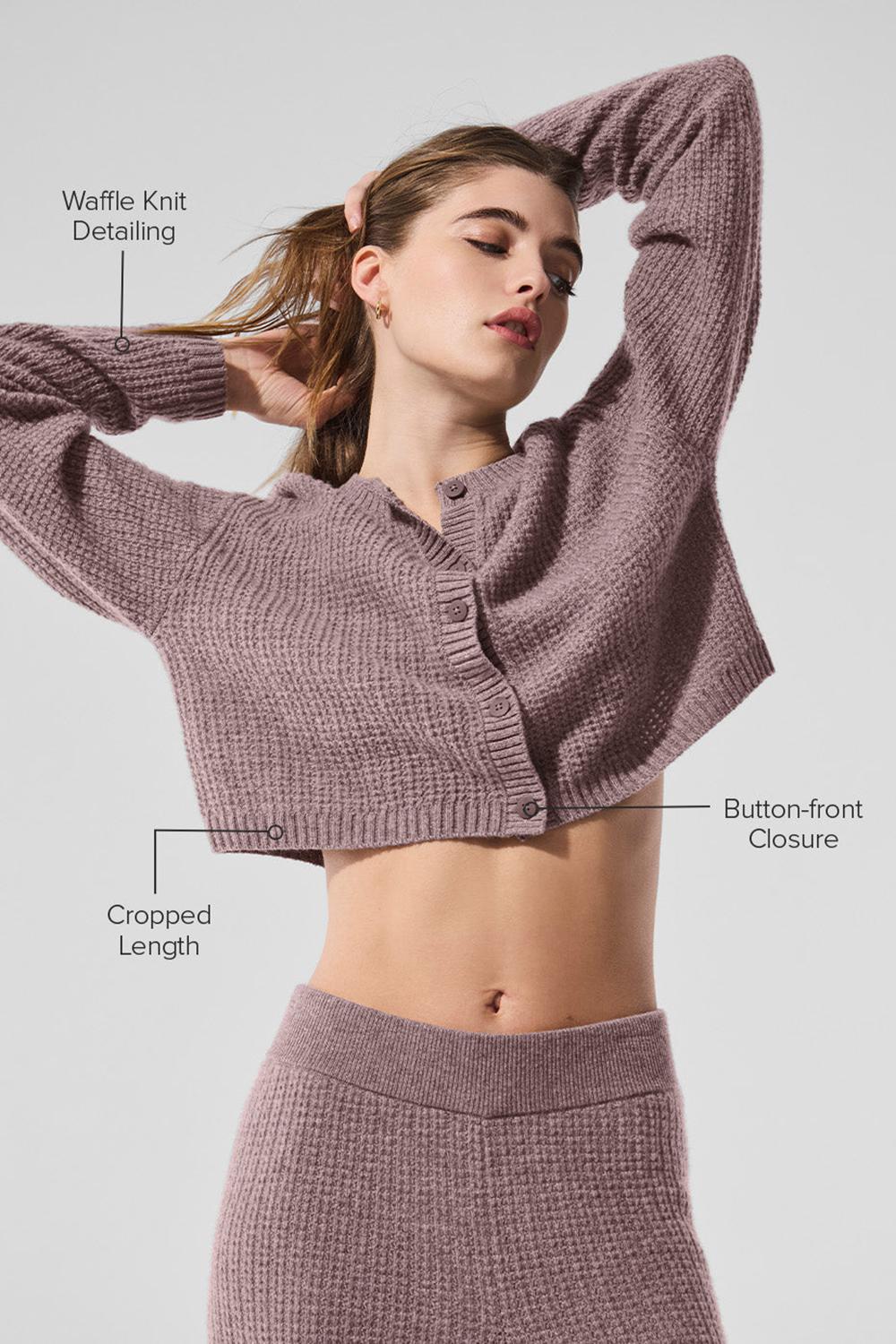 Cárdigan Alo Yoga Cashmere Plush Waffle Mujer Mushroom Heather | Colombia  QOFJ-59348