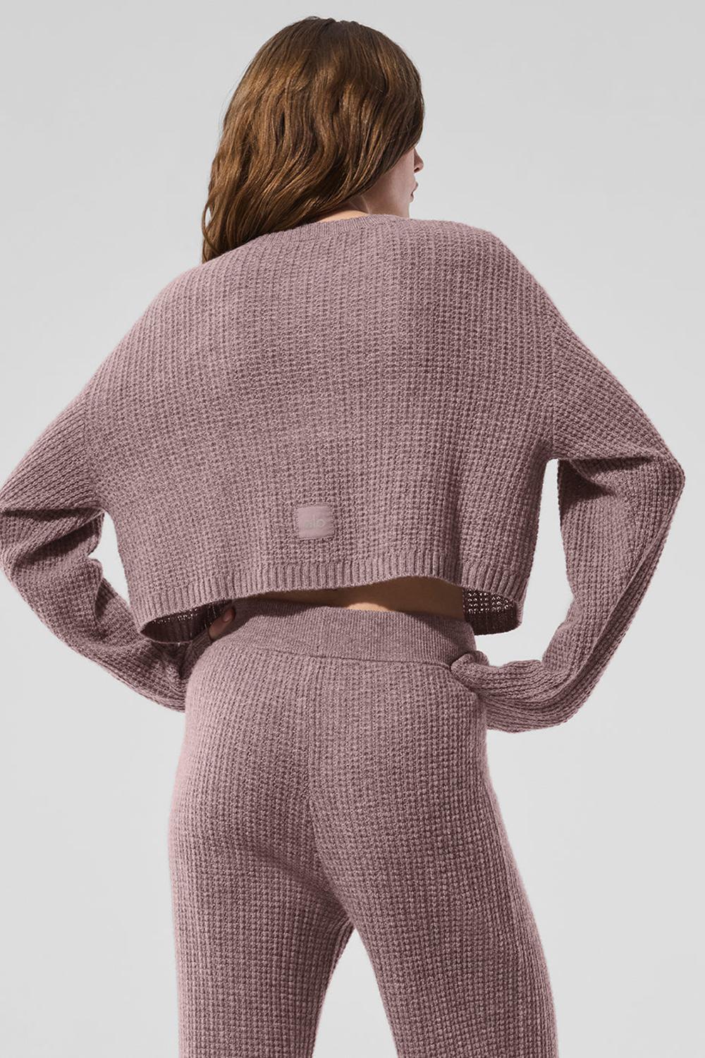 Cárdigan Alo Yoga Cashmere Plush Waffle Mujer Mushroom Heather | Colombia  QOFJ-59348