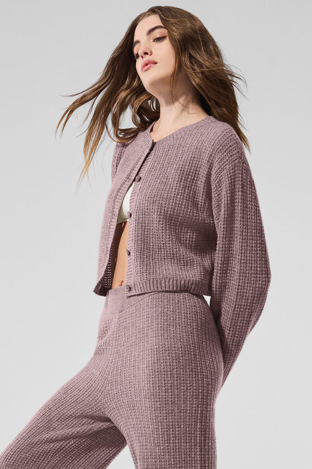 Cárdigan Alo Yoga Cashmere Plush Waffle Mujer Mushroom Heather | Colombia  QOFJ-59348