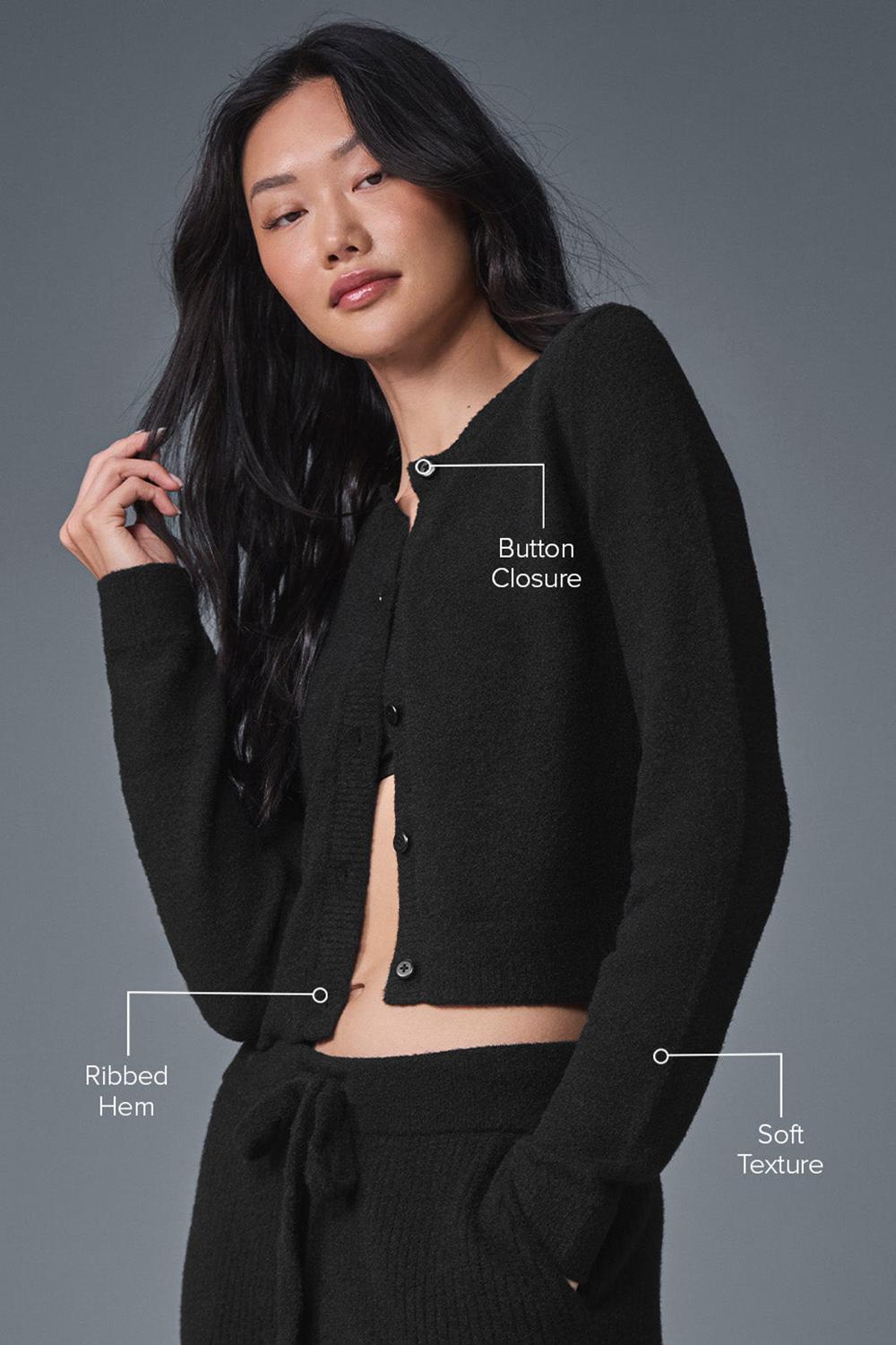 Cárdigan Alo Yoga Snuggle Up Sweater Cropped Mujer Negras | Colombia  JQGY-15430