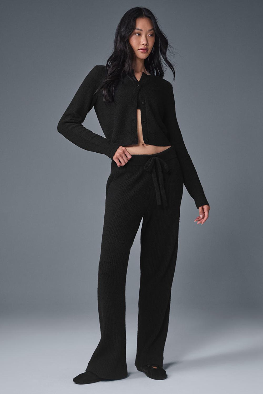 Cárdigan Alo Yoga Snuggle Up Sweater Cropped Mujer Negras | Colombia  JQGY-15430