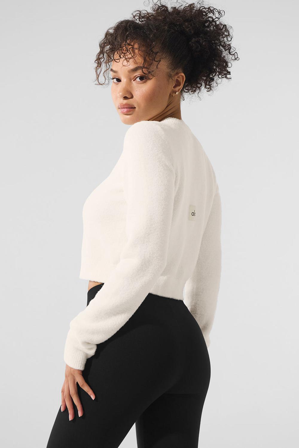 Cárdigan Alo Yoga Snuggle Up Sweater Cropped Mujer Ivory | Colombia  EWHR-94152
