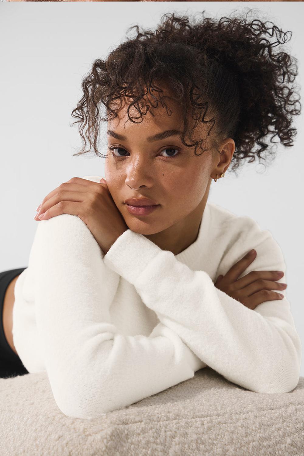 Cárdigan Alo Yoga Snuggle Up Sweater Cropped Mujer Ivory | Colombia  EWHR-94152