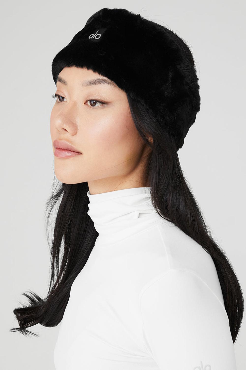 Diadema Alo Yoga Faux Fur Ear Warmers Mujer Negras | Colombia  JOTE-79603