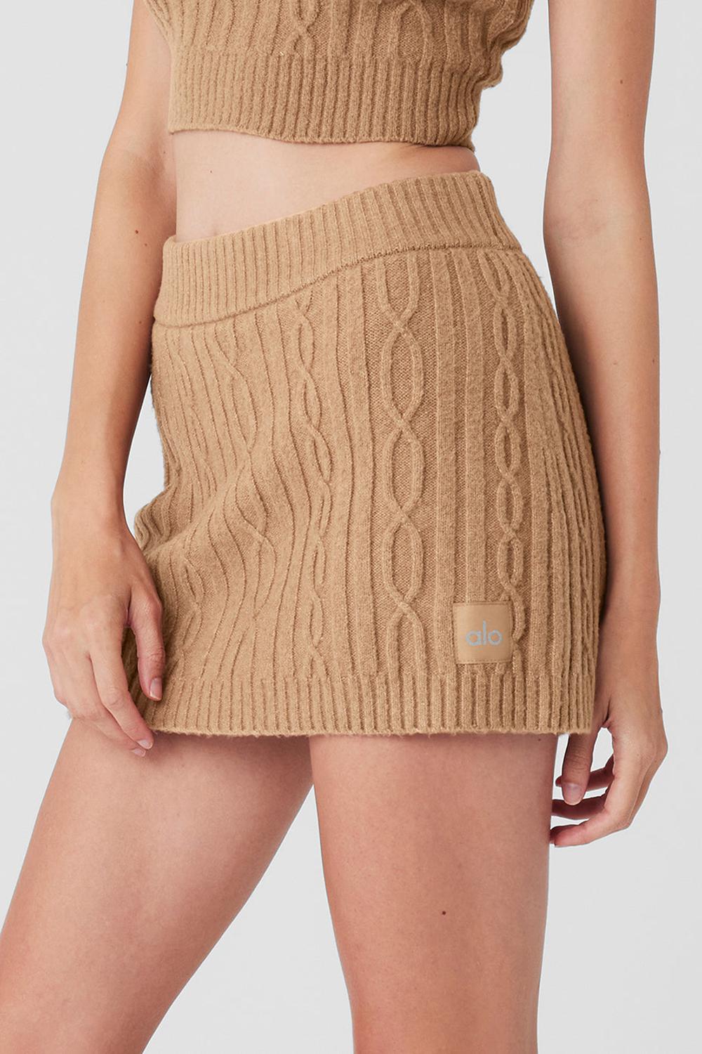 Falda Alo Yoga Cable Knit Winter Bliss Mini Mujer Toasted Almond | Colombia  ZVPC-05326