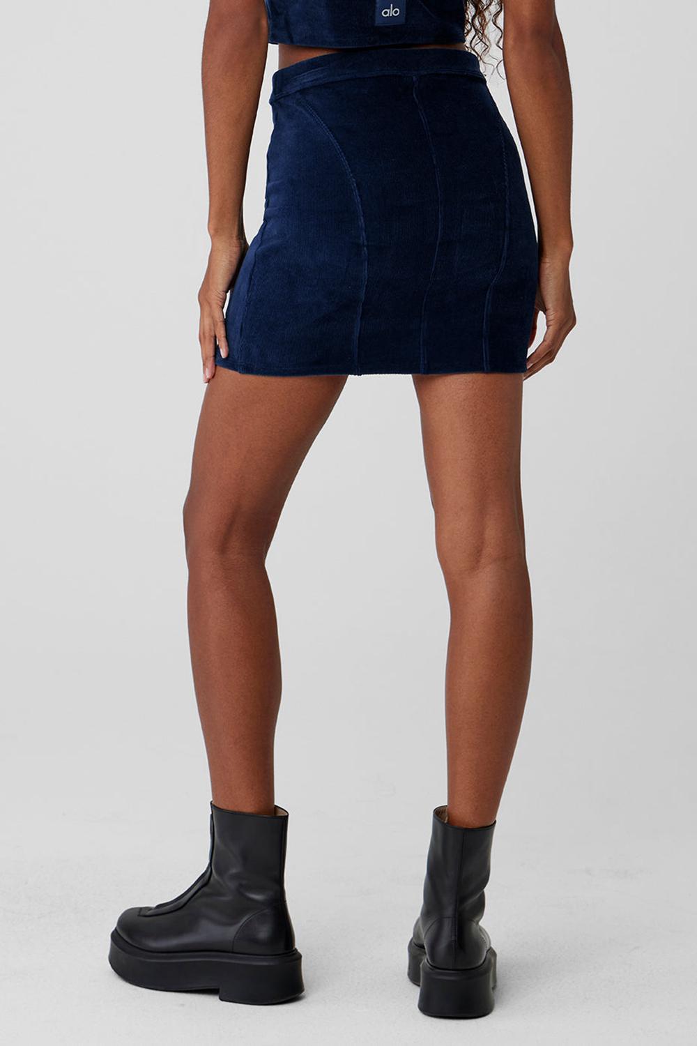 Falda Alo Yoga Micro Corduroy Winter Break Mini Mujer Azul Marino | Colombia  GVJU-39748