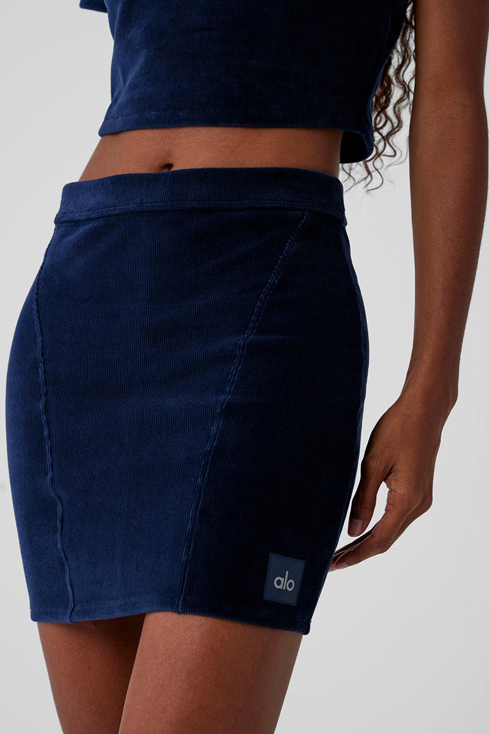 Falda Alo Yoga Micro Corduroy Winter Break Mini Mujer Azul Marino | Colombia  GVJU-39748