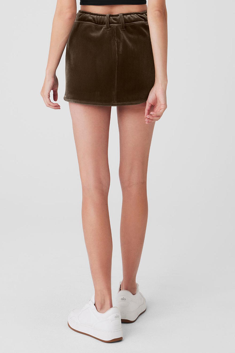 Falda Alo Yoga Ribbed Velour Baller Mini Mujer Macchiato | Colombia  RAXP-24310