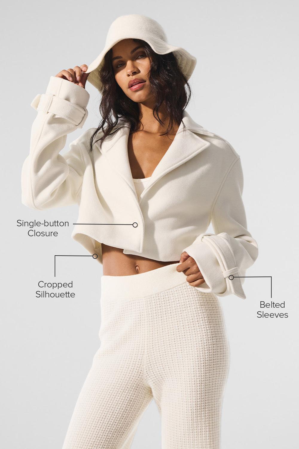 Gabardina Alo Yoga Wool Cropped Metro Mujer Ivory | Colombia  RVQM-64790