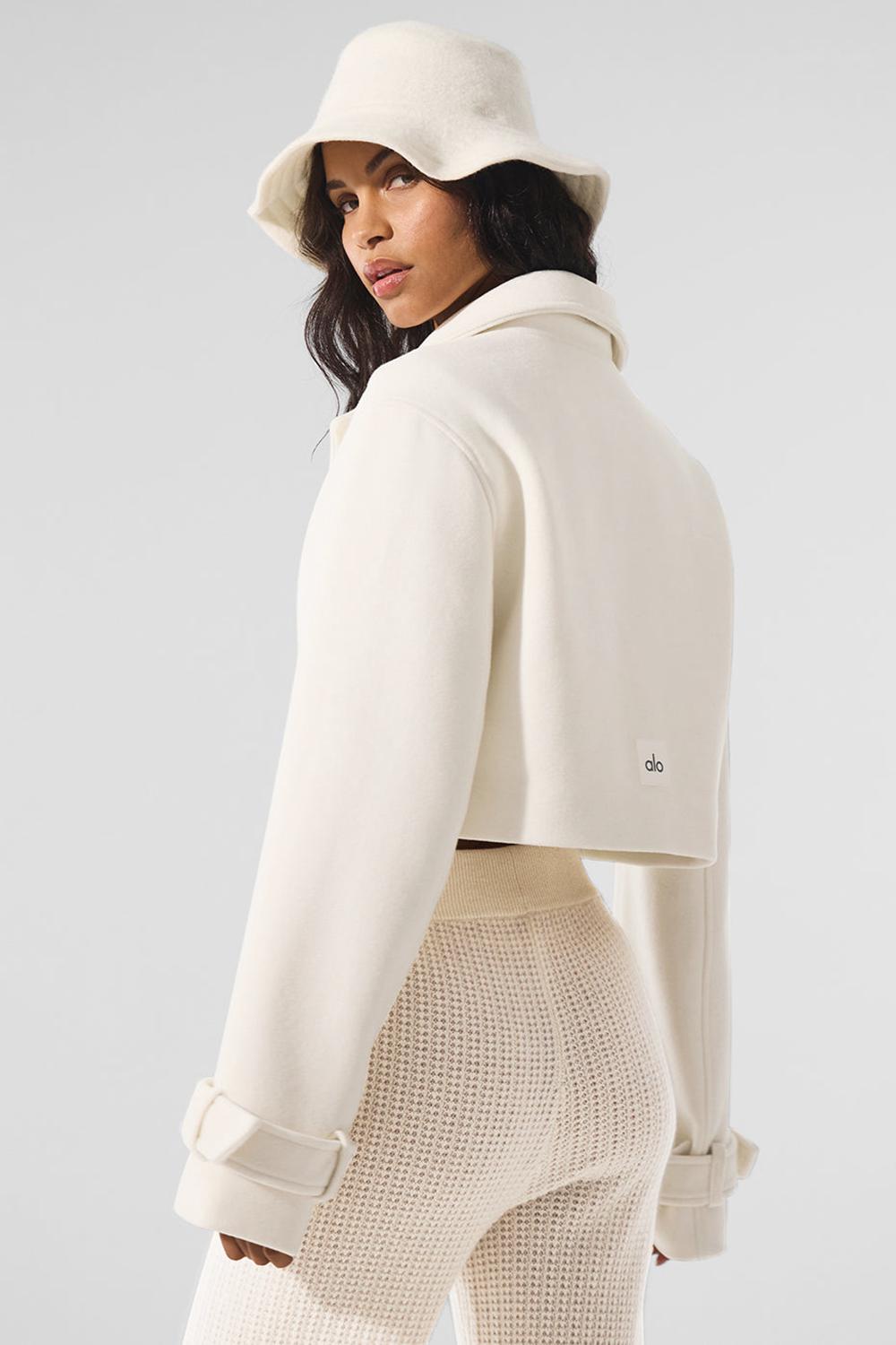 Gabardina Alo Yoga Wool Cropped Metro Mujer Ivory | Colombia  RVQM-64790