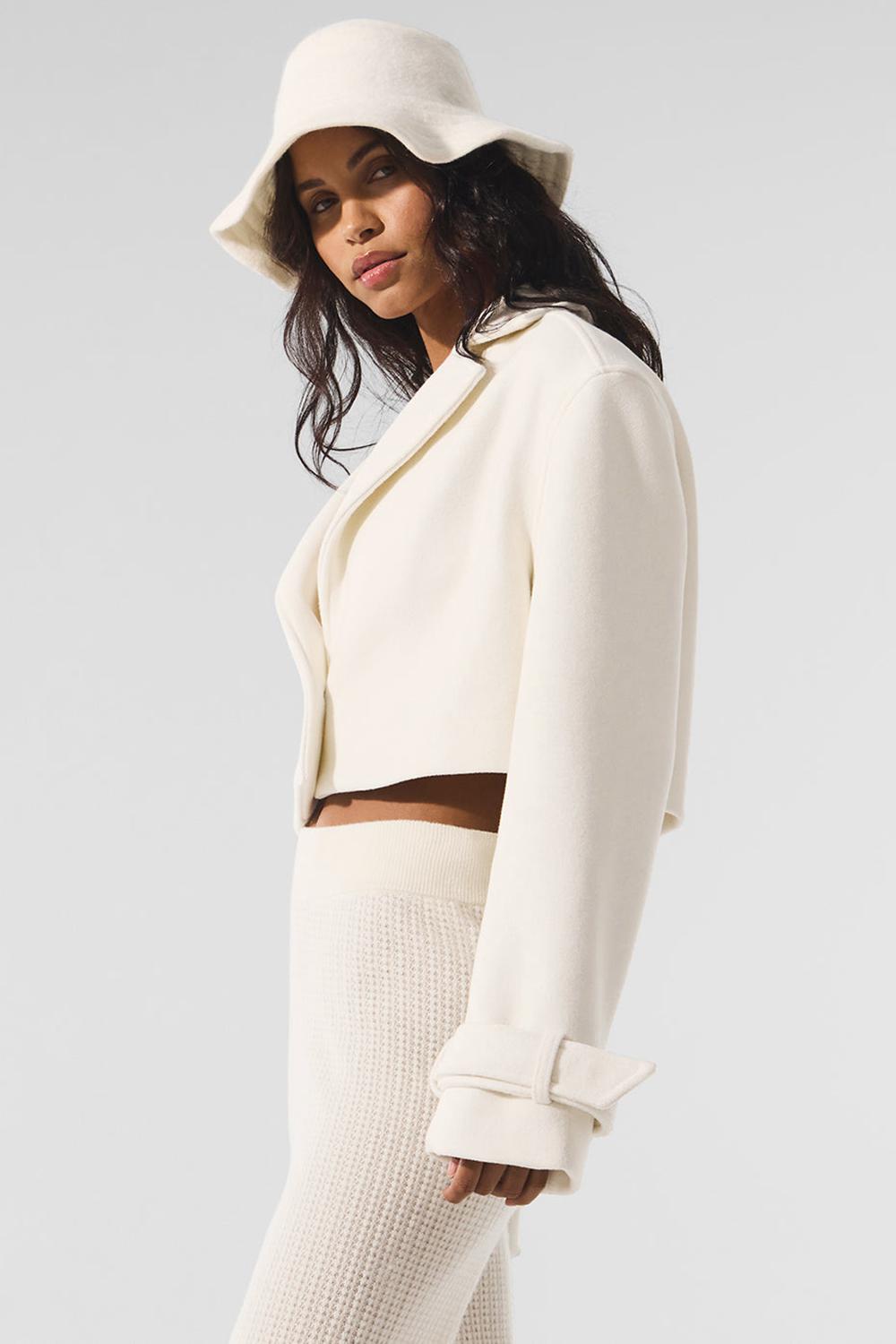 Gabardina Alo Yoga Wool Cropped Metro Mujer Ivory | Colombia  RVQM-64790