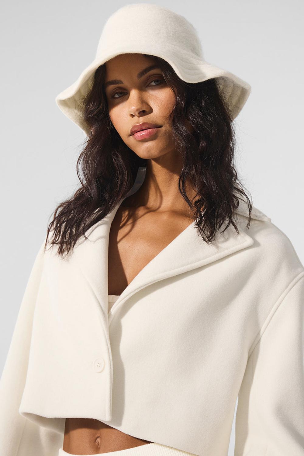 Gabardina Alo Yoga Wool Cropped Metro Mujer Ivory | Colombia  RVQM-64790