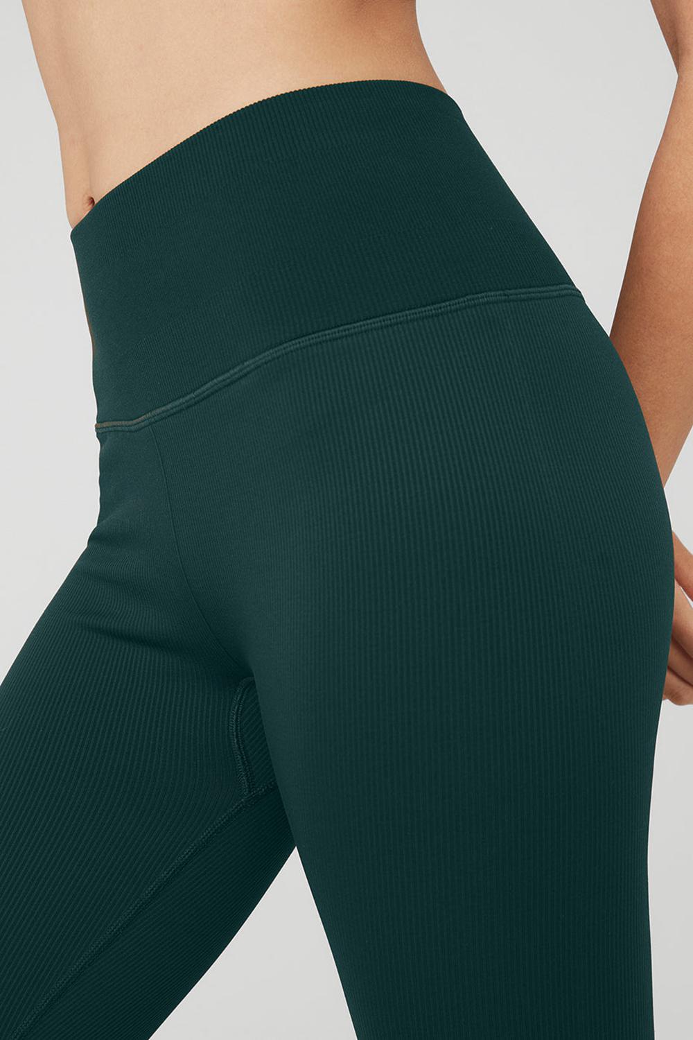 Leggins Alo Yoga Seamless High-Waist Ribbed Mujer Verde | Colombia  GXCL-59207