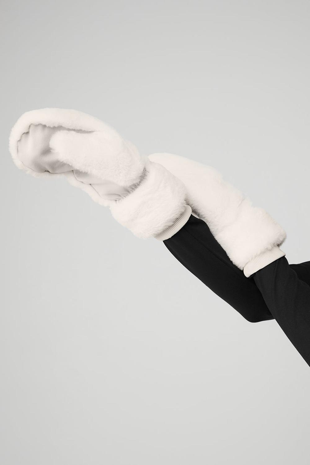 Mitones Alo Yoga Faux Fur Mujer Ivory | Colombia  XGMD-65478