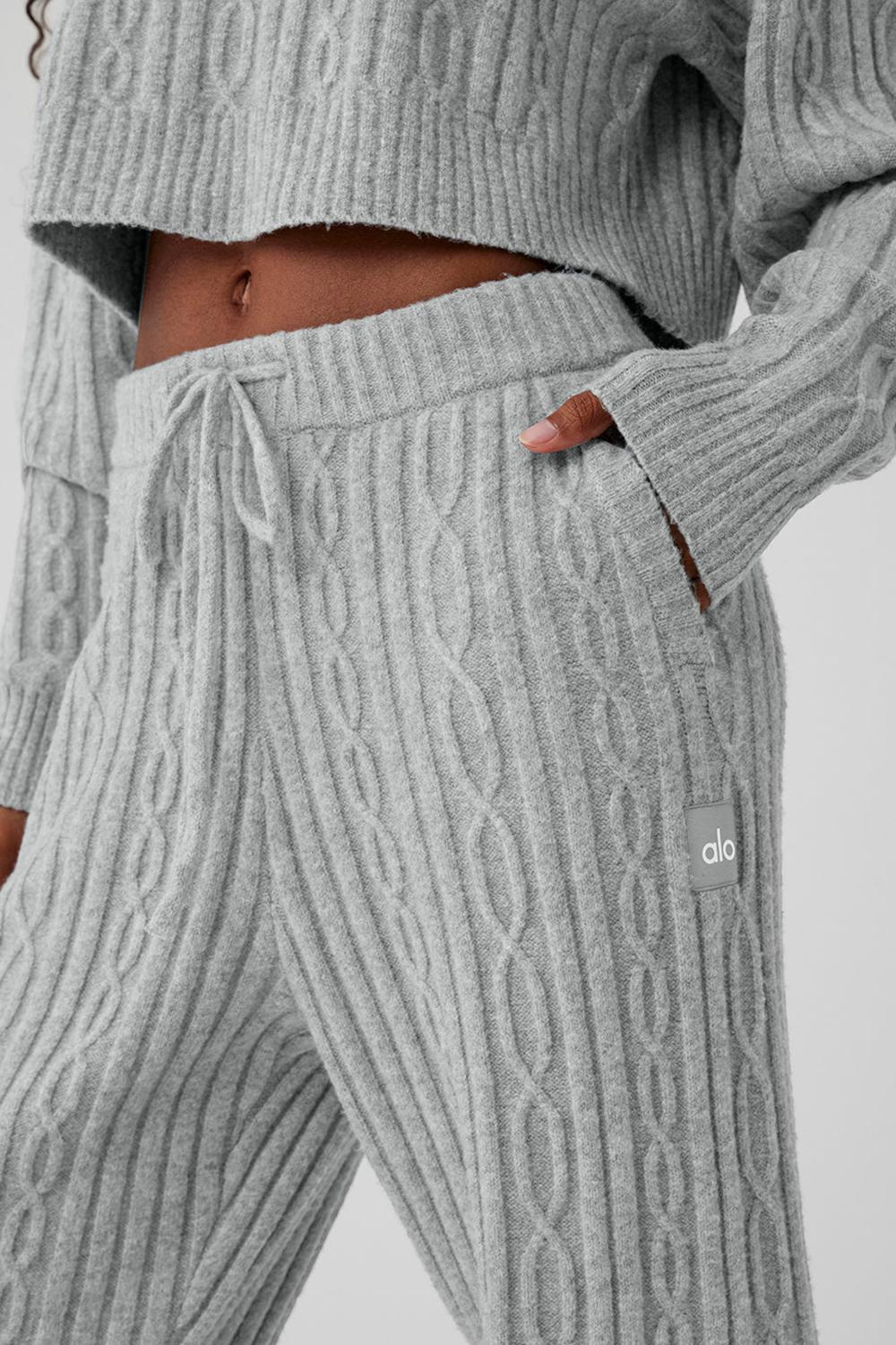 Pantalon Alo Yoga Cable Knit Winter Bliss Mujer Gris | Colombia  LVYZ-46251