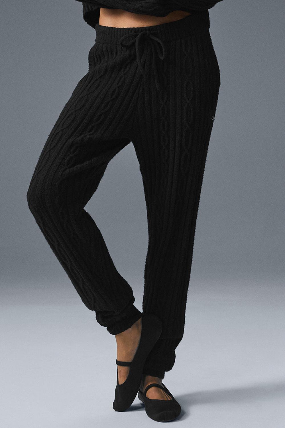Pantalon Alo Yoga Cable Knit Winter Bliss Mujer Negras | Colombia  UOSF-94320