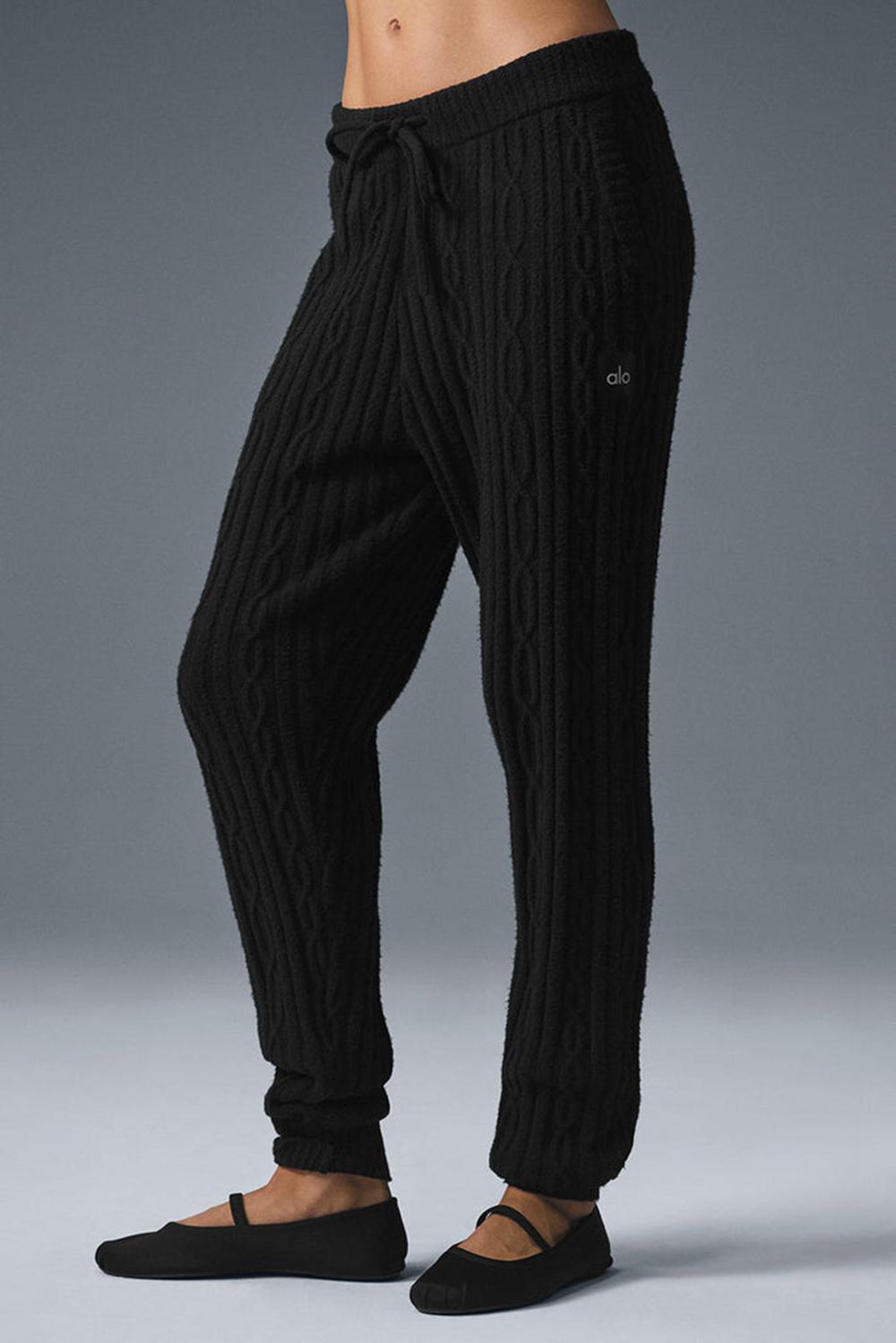 Pantalon Alo Yoga Cable Knit Winter Bliss Mujer Negras | Colombia  UOSF-94320
