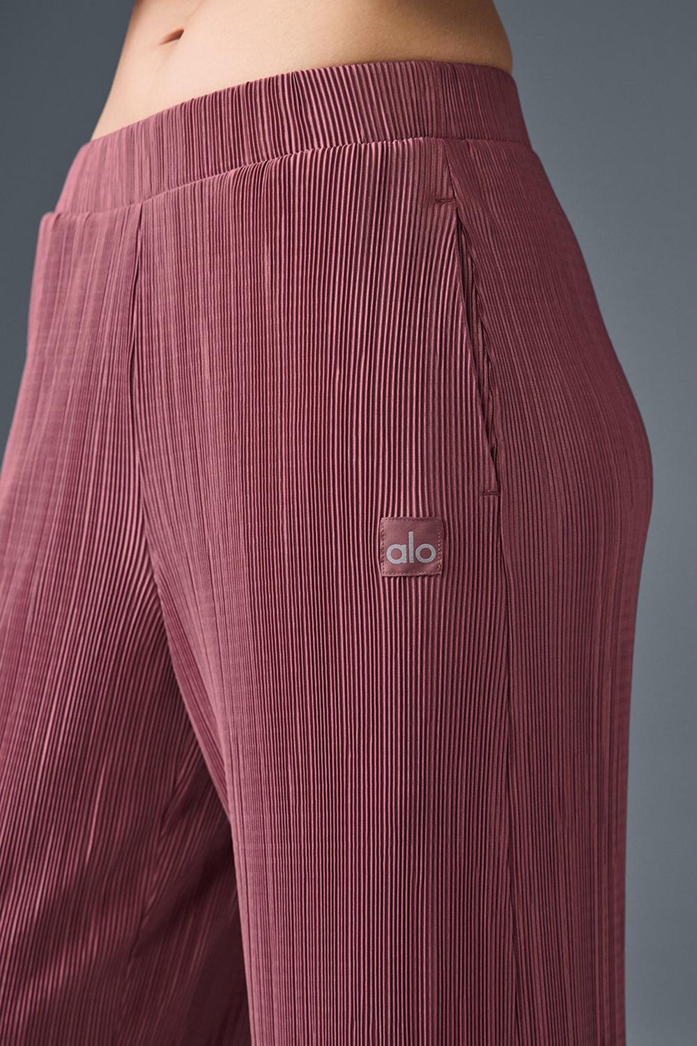 Pantalon Alo Yoga High-Waist Micro Plisse Straight Leg Mujer Burdeos | Colombia  VSBU-31879