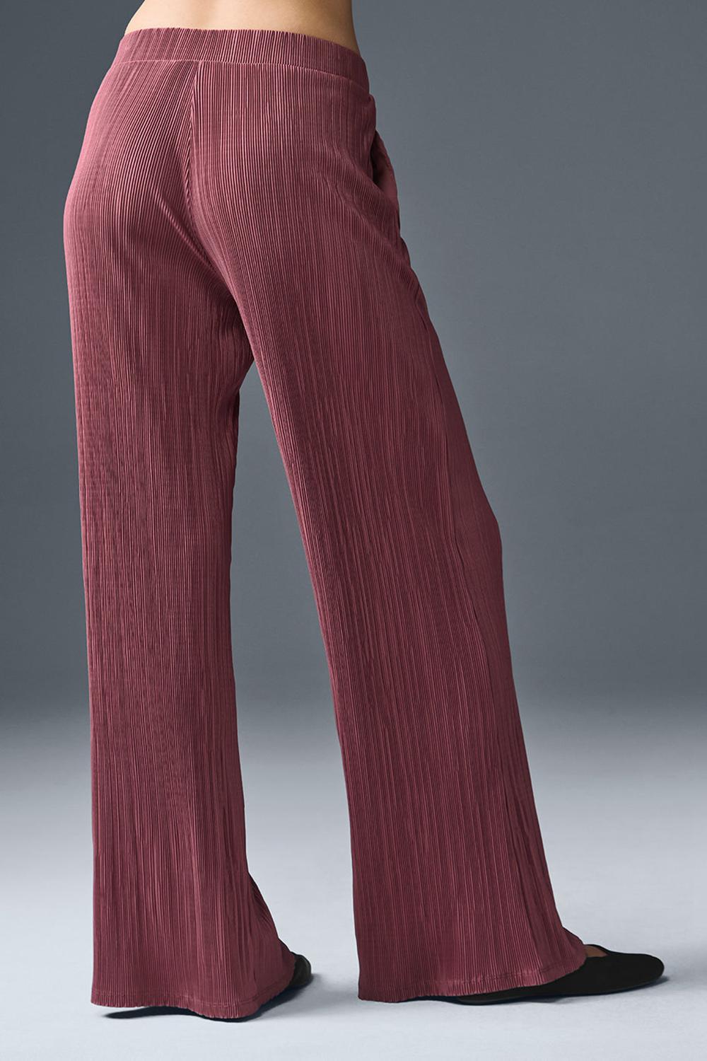 Pantalon Alo Yoga High-Waist Micro Plisse Straight Leg Mujer Burdeos | Colombia  VSBU-31879