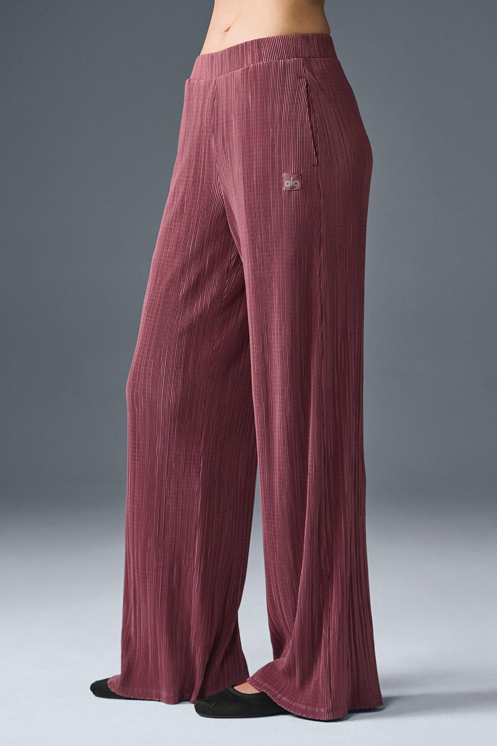Pantalon Alo Yoga High-Waist Micro Plisse Straight Leg Mujer Burdeos | Colombia  VSBU-31879