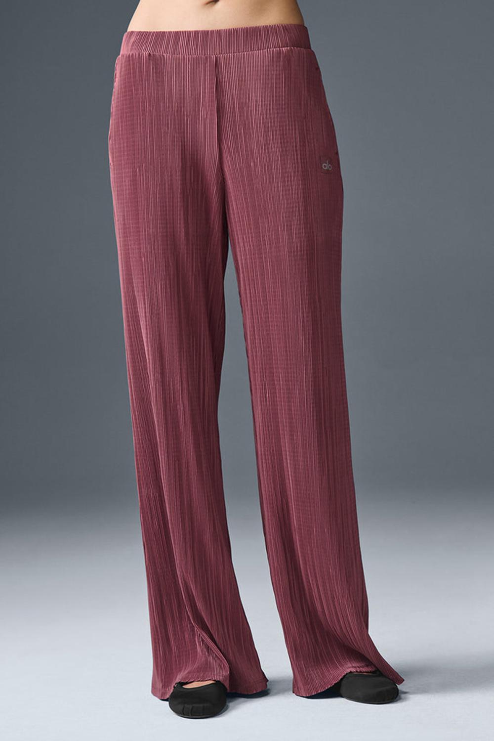 Pantalon Alo Yoga High-Waist Micro Plisse Straight Leg Mujer Burdeos | Colombia  VSBU-31879