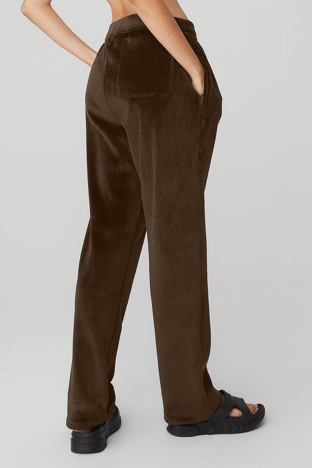 Pantalon Alo Yoga Velour Baller Mujer Espresso | Colombia  OKGL-90681