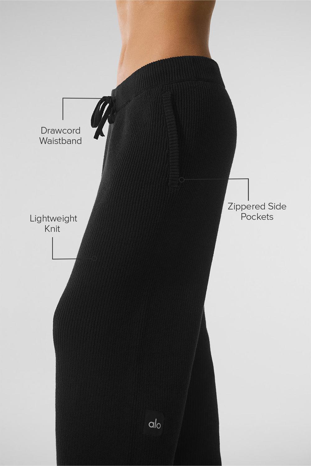 Pantalon Deportivo Alo Yoga Domain Rib Knit Mujer Negras | Colombia  HGYS-35489