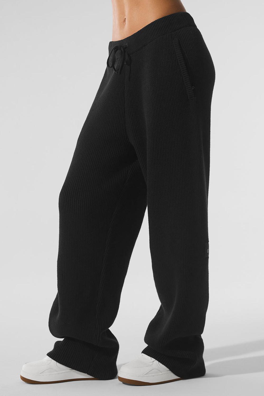 Pantalon Deportivo Alo Yoga Domain Rib Knit Mujer Negras | Colombia  HGYS-35489