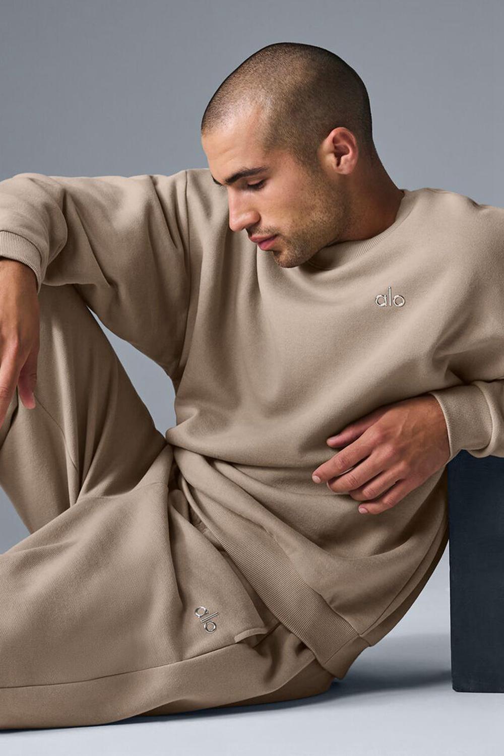 Pullover Alo Yoga Accolade Crew Neck Hombre Gravel | Colombia  BYMG-83475
