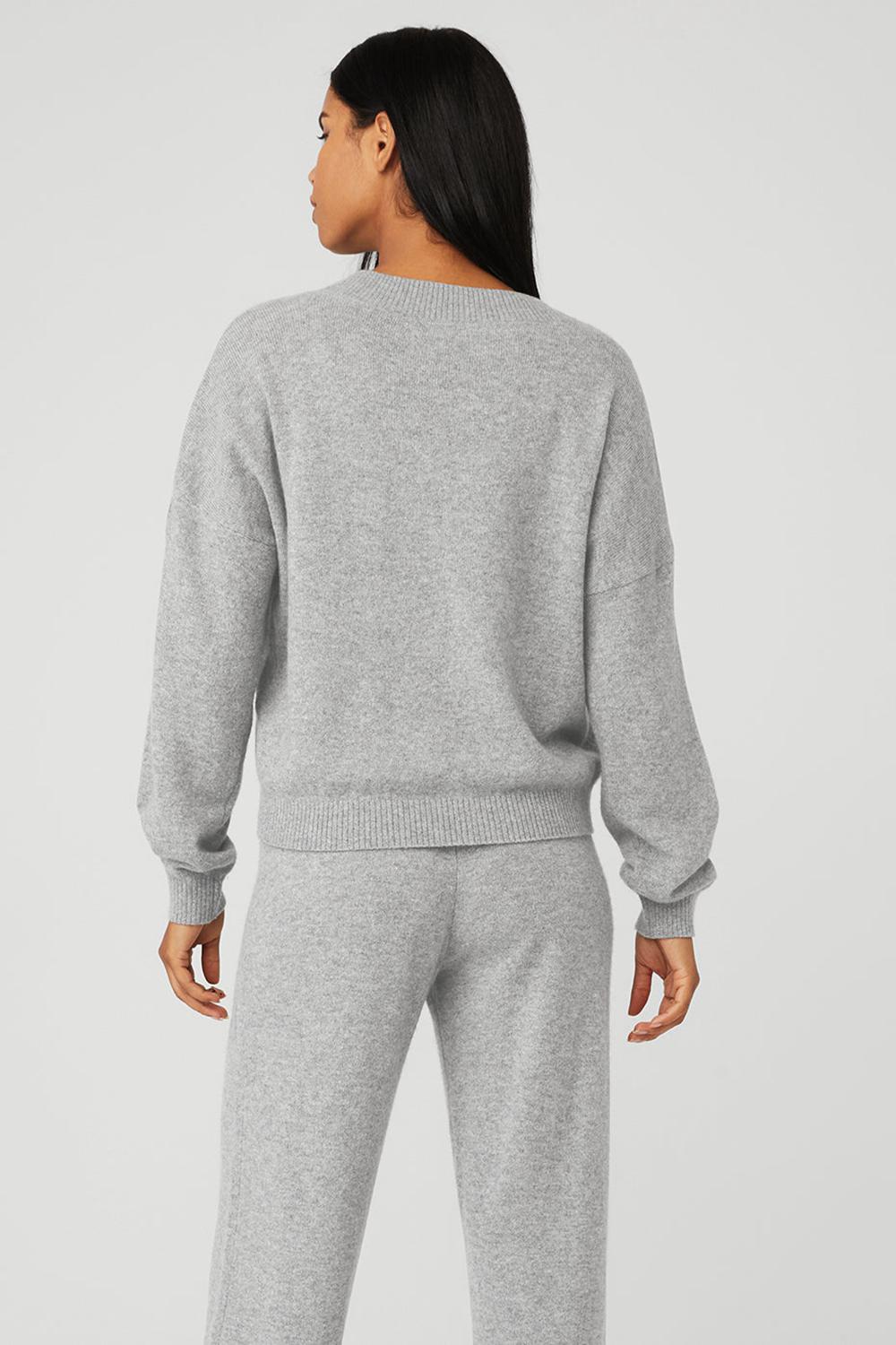 Pullover Alo Yoga Cashmere Jet Set V-Neck Mujer Gris | Colombia  AUFH-89362