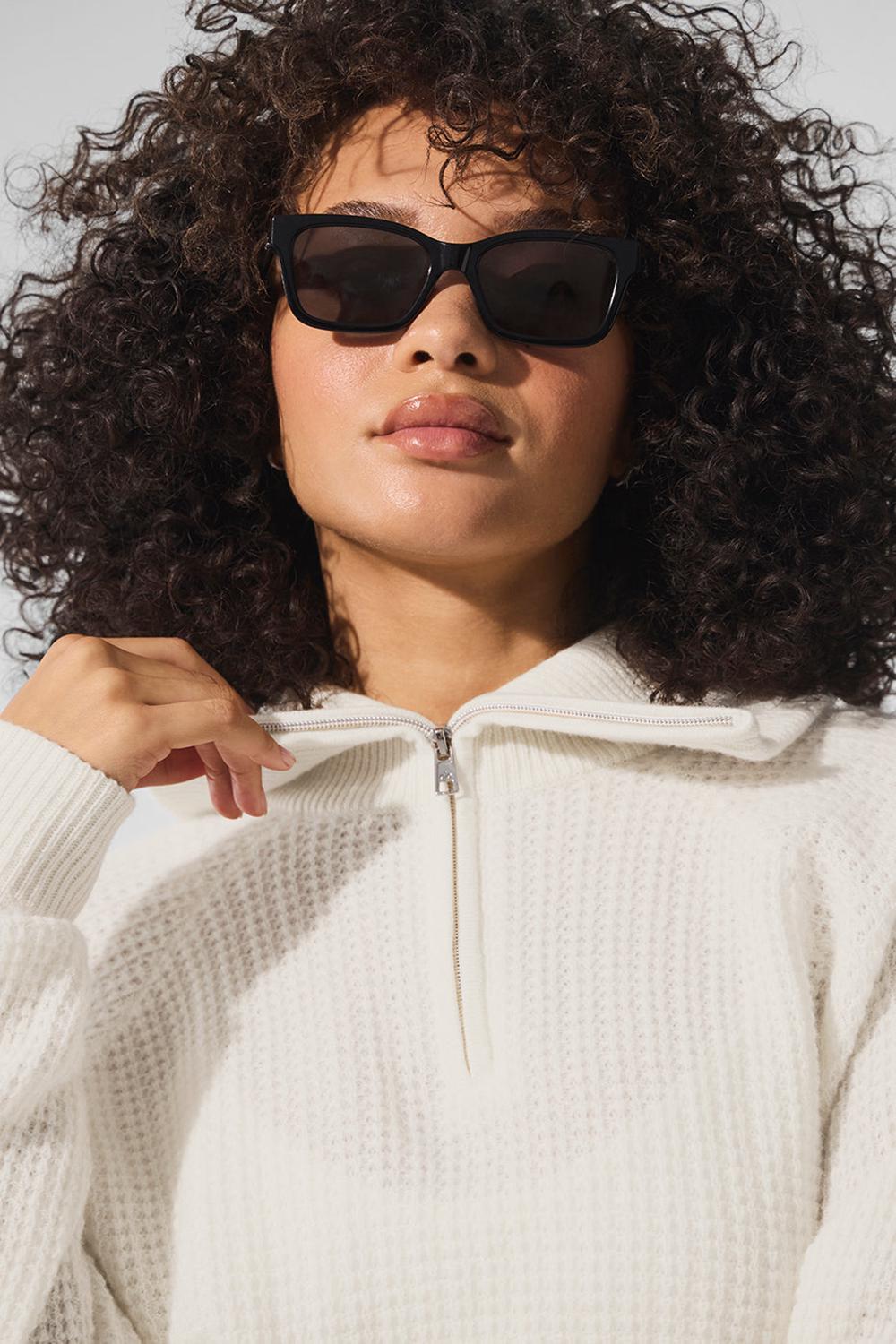 Pullover Alo Yoga Cashmere Plush Waffle 1/4 Zip Mujer Ivory | Colombia  KOFN-91872