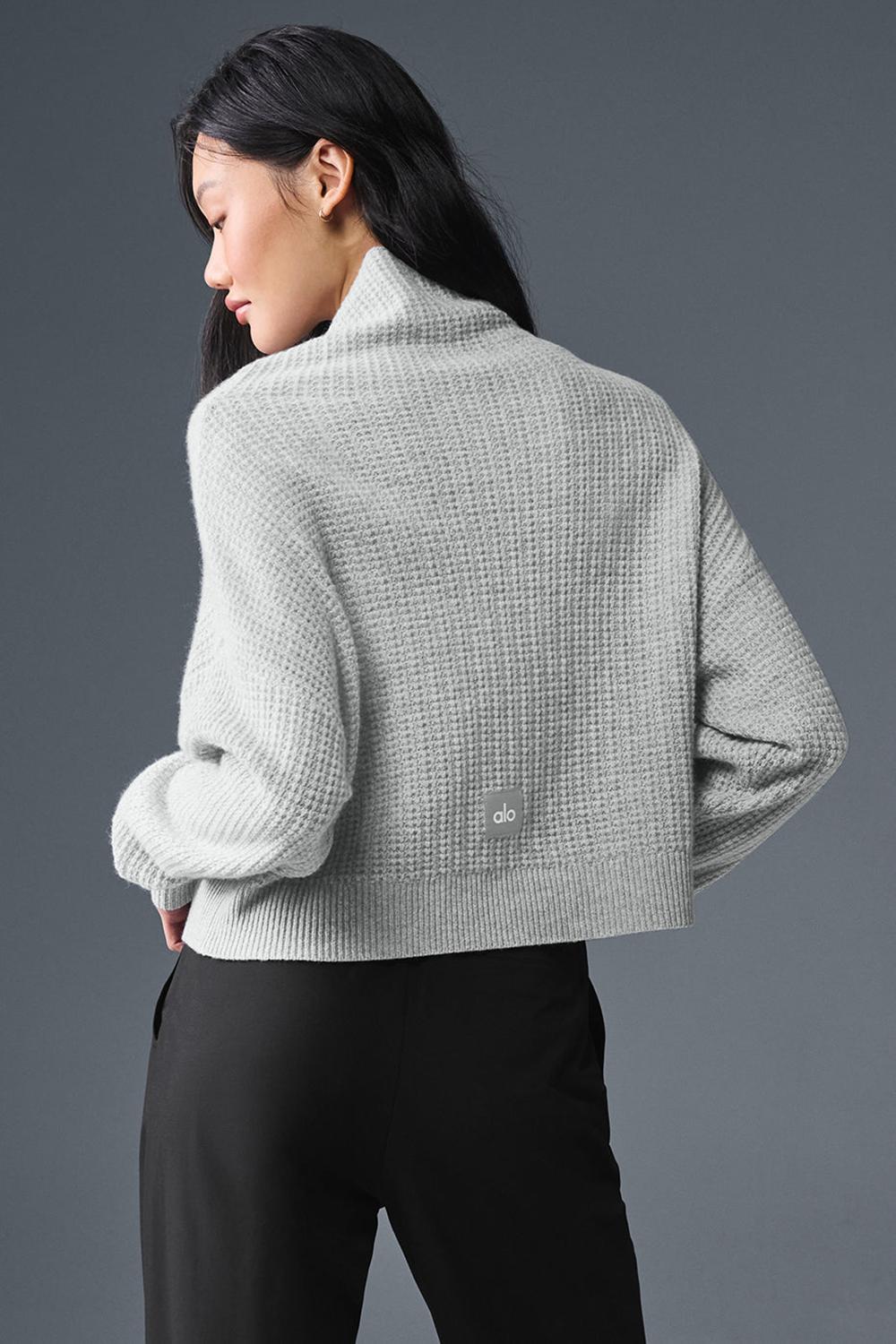 Pullover Alo Yoga Cashmere Plush Waffle Turtleneck Mujer Gris | Colombia  NKDO-79624